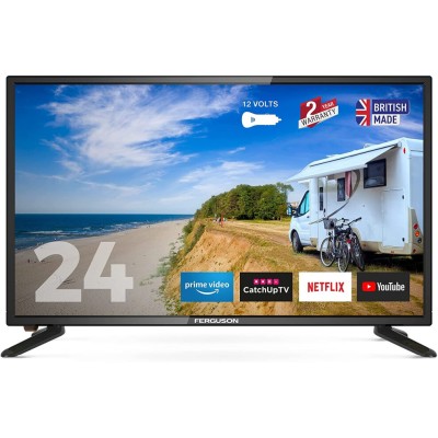 Ferguson XSTR0242-12V 12 Volt 24 inch Smart HD Ready LED TV with streaming apps Netflix, Prime Video, Disney+, BBC iPlayer, ITV... 