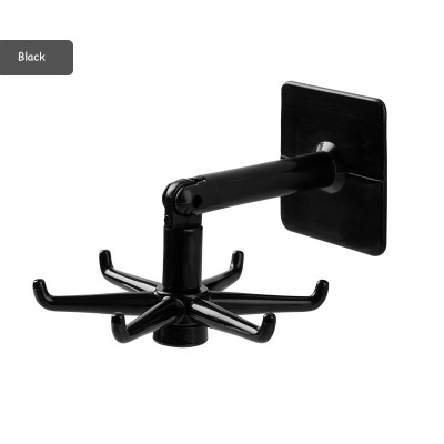 Homy 360°可旋转6钩衣架厨房小钩壁挂式挂钩自吸式厨房浴室挂钩架可调节多功能厨房挂钩